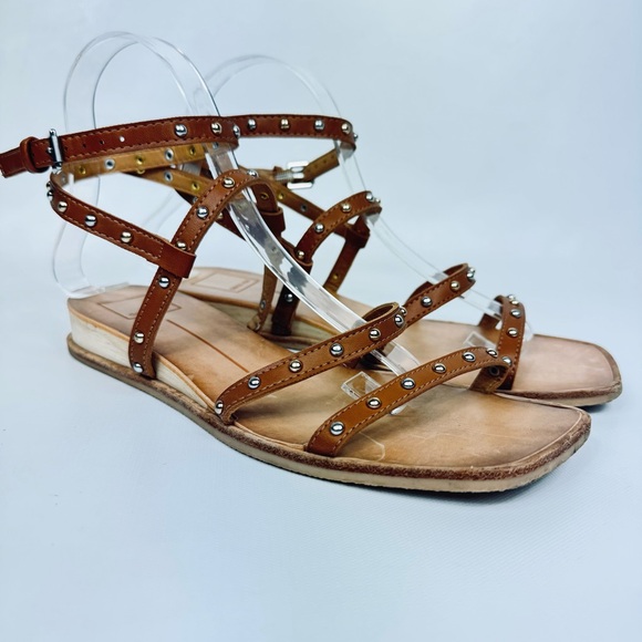 Dolce Vita Rozie Studded Ankle Strap Slip On Sandal Cognac Size 8 - Picture 9 of 15